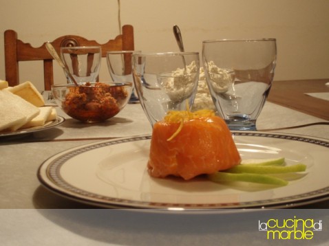 sformatini salmone, mela e panna acida sformatini salmone, mela e panna acida